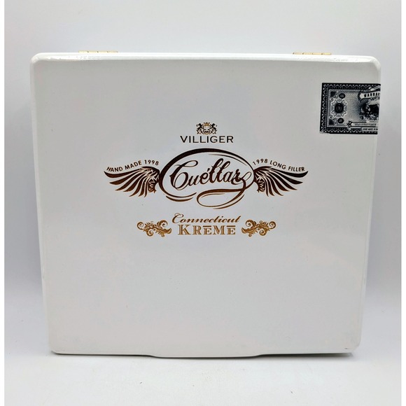 Villiger Other - Villiger Cuellar Connecticut Kreme White Wooden Empty Cigar Box Churchill 7x50